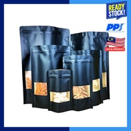 50pcs Black Kraft Paper Bag with window/Kraft Paper Zipper Bag/Goodies Bag Kraft/Kraft Paper zip loc