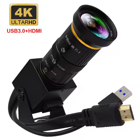 ELP USB Camera 4K Ultra HD Webcam High Speed 60FPS Optical Zoom Camera USB+HDMI Output Mini PC Camer