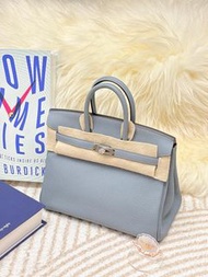 🐴🆕 Hermes Birkin 25 亞麻藍J7/威瑪犬米D0 銀扣 Togo Stamp U