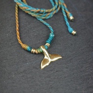 尋找你的小幸運-黃銅鯨魚尾蠟繩編項鍊03