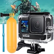 ZLMC 60M Waterproof Case for GoPro Hero 10 Black/Hero 9 Black, Protective Underwater Dive Housing Shell + Holding Selfie Stick Floating Bar for Go Pro Hero10 Hero9 Action Camera