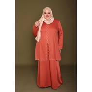 OVERRSIZE S(32/34)-5XL(58/60) Plus Size Damia Plain Diamond Sulam Embroidery Women Muslimah Kurung Kebaya Baju Raya 2024