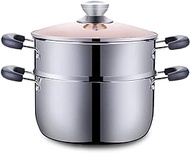 304 Stainless Steel Steamer/Soup Pot 1-Layer Household with Steamer 20cm/22cm/24cm/26cm Thickened Suitable for Gas Stove/Induction Cooker Suitable for 1-6 People