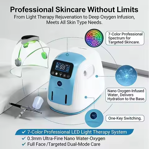 7 Colors LED Therapy Machine Nano Oxygen Infusion Skincare Device Facial LED Oxygen Dome Machine Jet