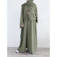Dubai Abaya 2-piece sets Women Wear Plain dresses Arab robe Muslim abaya dress Muslimah fashion Baju