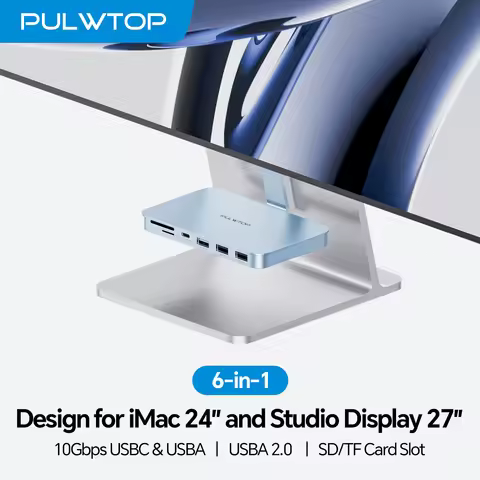 PULWTOP USB C Hub for iMac with USB A/C 10Gbps, Hub for M1/M3/M4, 2 USBA 2.0, SD/TF for iMac24 inch 