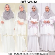 🔥(SIZE 34-46) TEMA BAJU KURUNG OFF WHITE / PUTIH RAYA 2025 - KURUNG MODEN LACE SULAM PLUS SIZE BRIDE