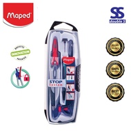 Maped Stop System Compass 5 Piece Set for Math & Geometry Drawing with Locking System for Perfect Dr