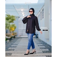 KEMEJA Ghiina Women's Shirt Fashion Aileen Premium Rayon Blouse Plain Motif Senna Store Ejamas Hijab