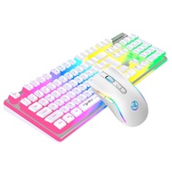 【haweel Brand】 HXSJ L96 2.4G Wireless RGB Backlit Keyboard and Mouse Set 104 Pudding Key Caps + 4800