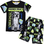 New Style Suit Minec Cartoon Printed Big Kids Short Sleeve+Pants Suit 92438