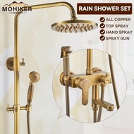 MOHIKER All Copper Rain Shower Set European Retro Bathroom Shower Full Set with Shower Head MO320