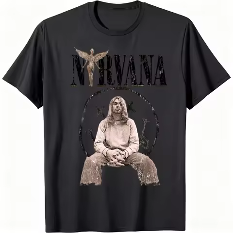 New Nirvana rock band men's 100%cotton T-shirt hip-hop style Men's and Women's oversized Y2K Tee Cas