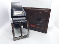pure Lather wallet with pure Lather belt. Timberland set ..(Ready stock)