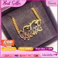 23K GOLD PLATED GOLD NAME NECKLACE WITH MALAY FASHION ENGRAVING (KLN-117)