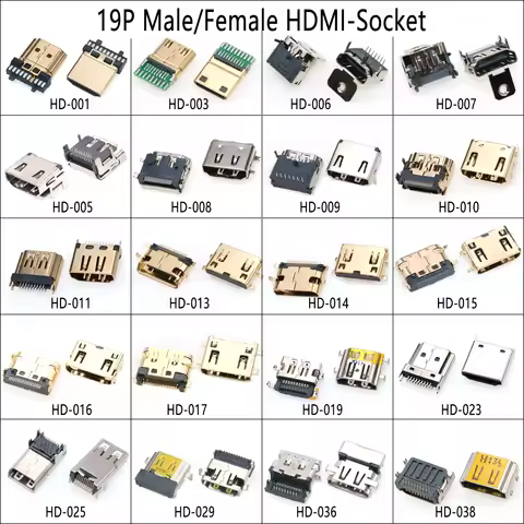 2PCS HDMI-Interface Connector SMD DIP 19 Pin 19P 20P Vertical hdmi Male Female Plug Socket Surface M