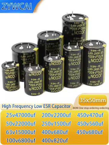 1PCS 35x50 25v47000uf 50v22000uf 63v15000uf 100v6800uf 200v2200uf 250v1500uf 680uf 820uf 470uf 560uf