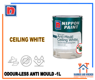 NIPPON Odour-less Anti-Mould Ceiling White Paint. 1ltr. Interior wall.