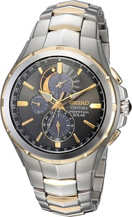 SEIKO Coutura Mens Solar Perpetual Calendar Alarm Chronograph Watch Bronze Gold