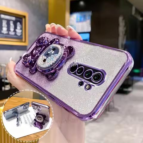 Note8pro Cute Bear Holder Plating Silicone Case On For Xiaomi Redmi Note 8 9 7 Pro 8pro 9s Note8 202