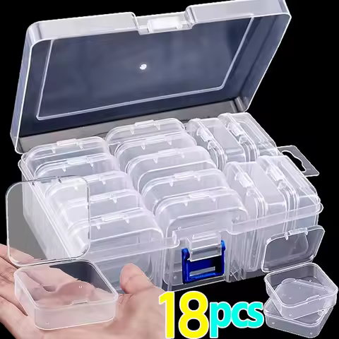 New One-piece Transparent Square Plastic Boxes Mini Storage Box Pill Pack Small Carrying Cease Fashi