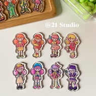 4cm Cute Double-Sided Molinta Acrylic for DIY Keychain 4cm双面爆米花女孩亚克力片片