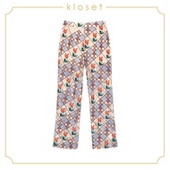 KLOSET Embroidered Pants (AW18-P006) กางเกงขายาว ผ้าตาข่ายปัก