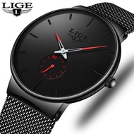 {Miracle Watch Store} คู่ชุดนาฬิกา LIGE บุรุษธุรกิจชุดนาฬิกาหรูกันน้ำนาฬิกาสปอร์ตผู้ชายแฟชั่นผู้หญิงดูควอตซ์บางตาข่ายนาฬิกา