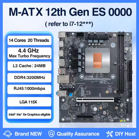 M-ATX 12th Kit i7 ES 0000 14C20T Integrated CPU Motherboard Combo(Refer to i7-12*** Processor)DDR4 P