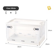 BabyBoss Transparent Storage Box With Wheels Double Doors Foldable Stackable Organiser Box Tong Simp