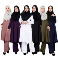 Suit Marissa 7.0 Baju Umrah Putih Jubah Seluar Haji Hitam Longgar Labuh Berpoket by Rafanda Nur (Sai