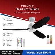 PRISM+ Oasis Pro Ceiling Fan | 3 Blades | Integrated Dimmable Lights | 6 Speed Selection NRGB