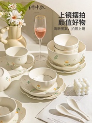 dining set//// Modern Housewife Underglaze Color Bowls, Plates, Chopsticks, Tableware, Dishes Set, P