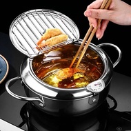 Japanese Tempura Fryer Pan with and Lid 304 Stainless Steel Deep Frying Pot for Kitchen-beettercar