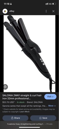 Salonia 2way straightening and curling hair iron (32mm) black