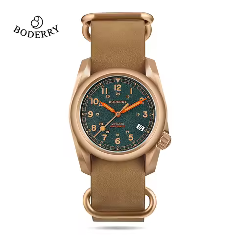 Boderry VOYAGER Field Watches Bronze Case Automatic For Seiko NH35 Watch 100M Waterproof Clock Milit
