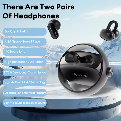 PAXA Ctbuds Ear Clip & In-Ear Bluetooth 5.4 Earphones High Resolution Acoustics Earbuds Sports Game 