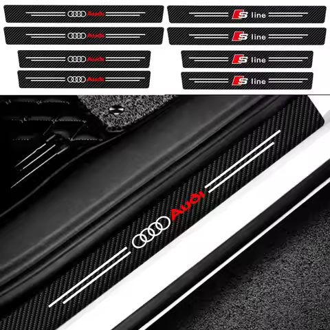 1/4/5Pcs Car Door Sill Scuff Plate Decor Carbon Fiber Stickers For Audi A2 B7 B6 C8 TT Sline A3 8L 8