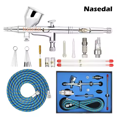 Nasedal Gravity Dual-action Mini 9cc Airbrush Paint Nail Spray Gun Makeup Paint Set Face Tattoo Art 