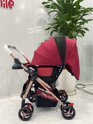 Xe đẩy HT105 đẩy 2 chiều 3 tư thế khung vàng đồng