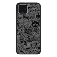 Google Case PIXEL 1, 2, 3, 3a, 4, 4A, 5 XL, 5a, 6 Pro doodle grey cool F0030