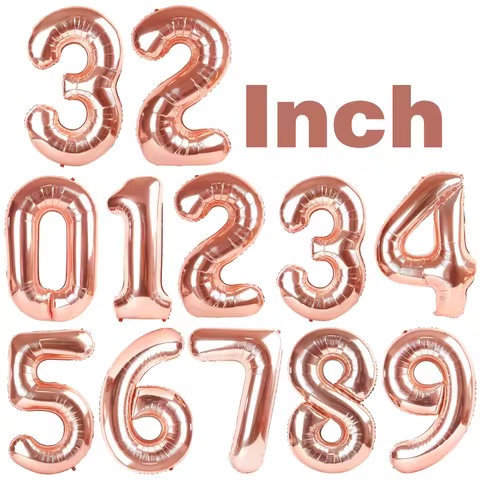 First Birthday Number Balloon Rose Gold Number 0-9 Foil Balloon Hello 13 18 21 30 40 50th Anniversar