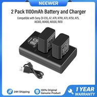 NEEWER 2 Pack 1100mAh Replacement Batteries Camera Battery Charger Set Compatible with Sony ZV-E10 A