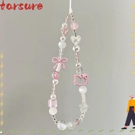 TARSURE Hello Kitty Phone Chain, Sanrio Cartoon Beaded Phone Charm, Cute Portable Anti-loss Gift Pho
