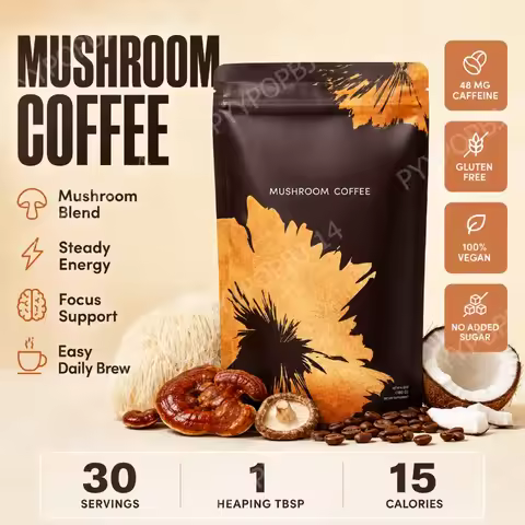Mushroom Powder Organic Mushroom Blend with Lion’s Mane Reishi Steady Energy Focus Support No Added 