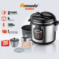 Primada 6 Liter Dual Pots Pressure Cooker PC6030 FREE GIFT