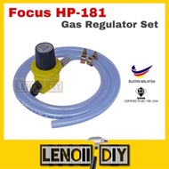 FOCUS HP-181 GAS REGULATOR COMPLETE PVC HOSE &amp; CLIPS SET/HPG HIGH PRESSURE/DAPUR GAS/KEPALA GAS
