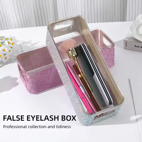 High-Grade Acrylic Cosmetics Storage Box Artificial Diamond Dresser Desktop Skin Care Product Cell S