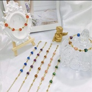 Glass Colored Gem feng shui Lucky Charm Bracelet  Stainless Steel Non-fading Anti-allergic free box