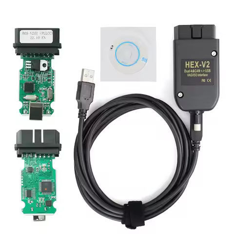 High Quality PLCC HEX V2 VAG Dual K & Can USB Interface Whiteboard V22.10 V23.3 VCDS 5053 AT162+FT23